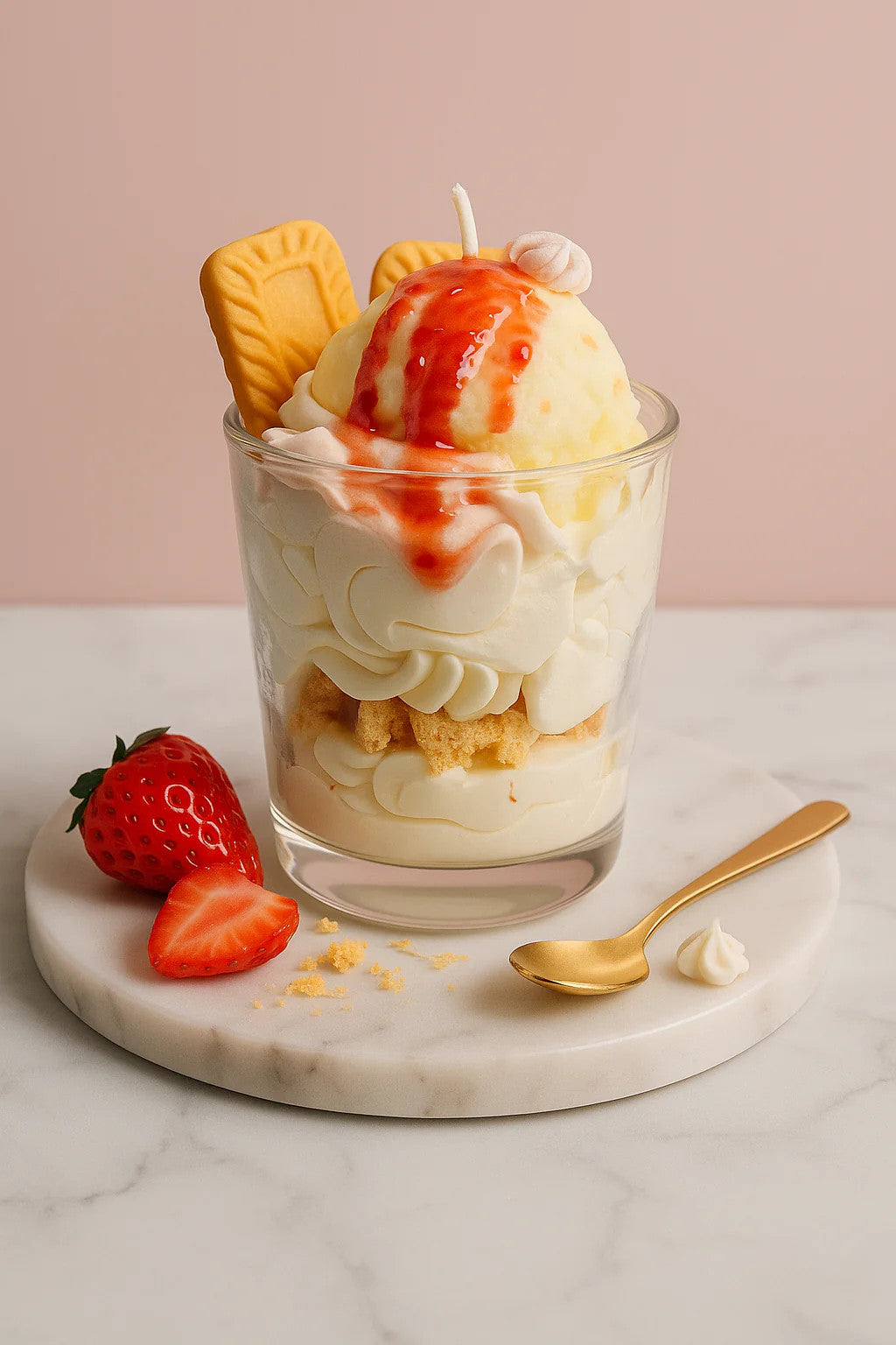 Caramel ice cream candle