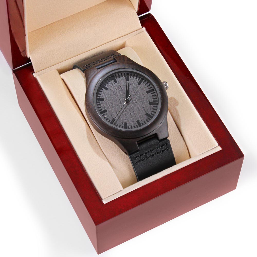 American Flag Man of God Faith Based Engraved Wooden Watch