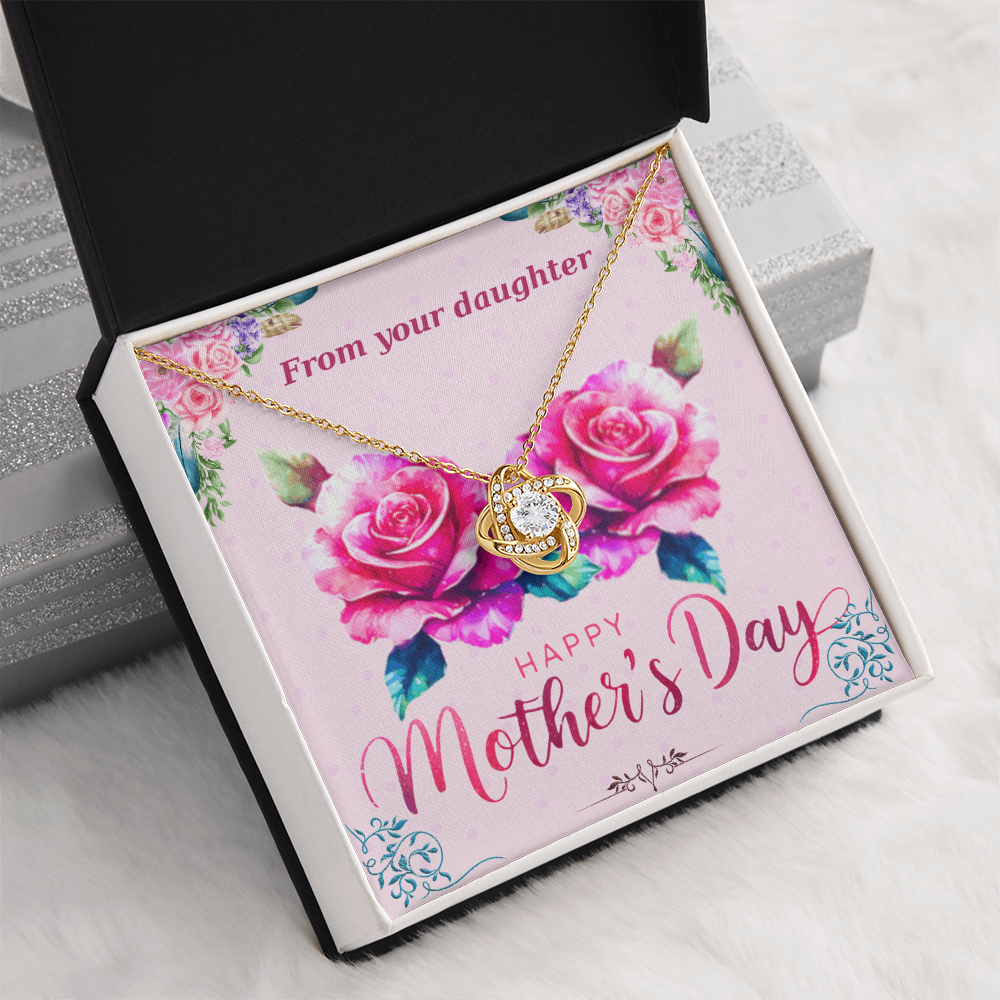 Happy Mother's Day From Your Daughter Love Knot Necklace with Card