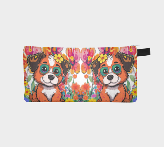Whimsical Dog with Glasses Pencil Case
