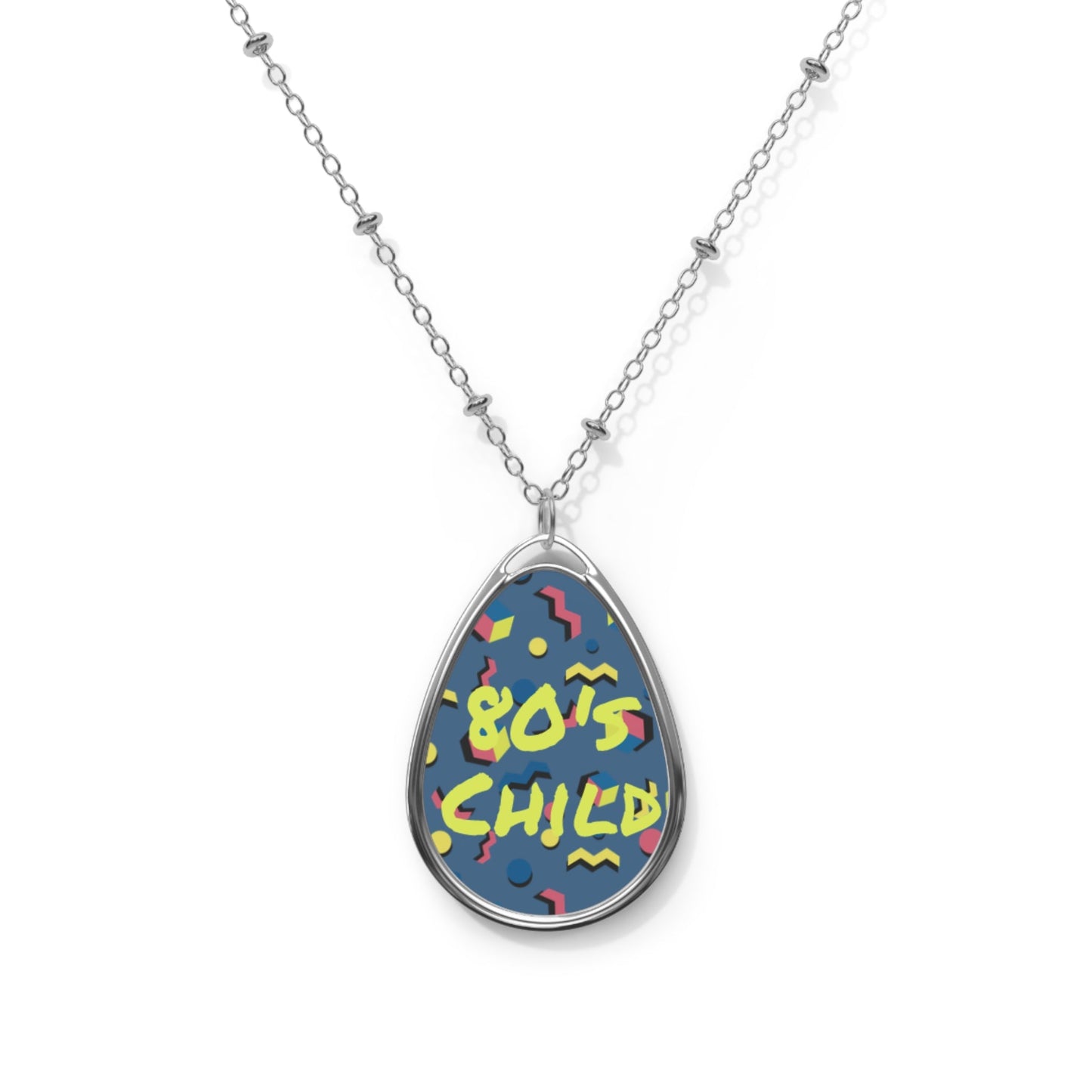 Teal 80's Child Oval Necklace
