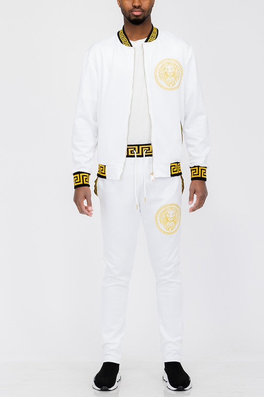 Men's Black & Gold Trim Track Suit Outfit