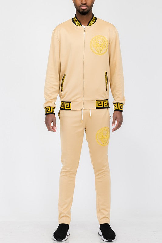 Men's Black & Gold Trim Track Suit Outfit