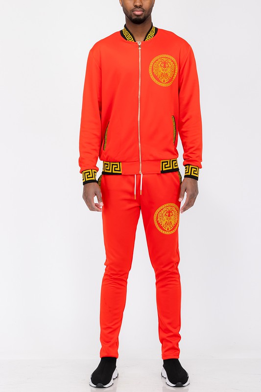 Men's Black & Gold Trim Track Suit Outfit