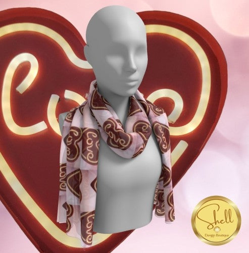 Neon Love Red Heart Design Long Scarf