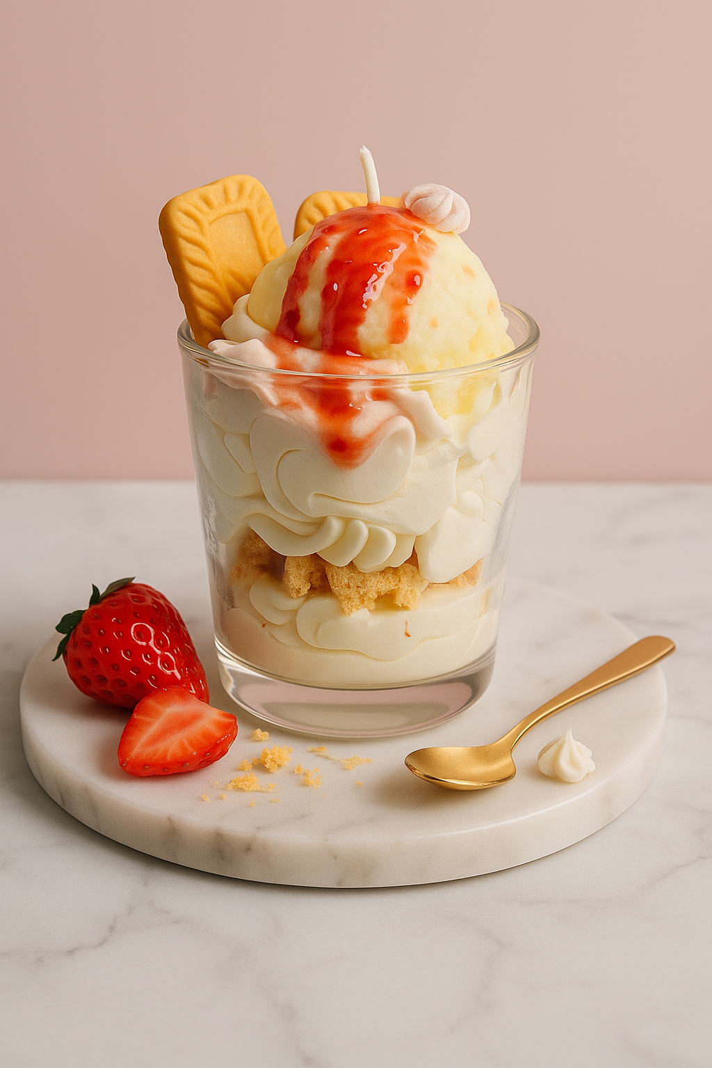 Caramel ice cream candle