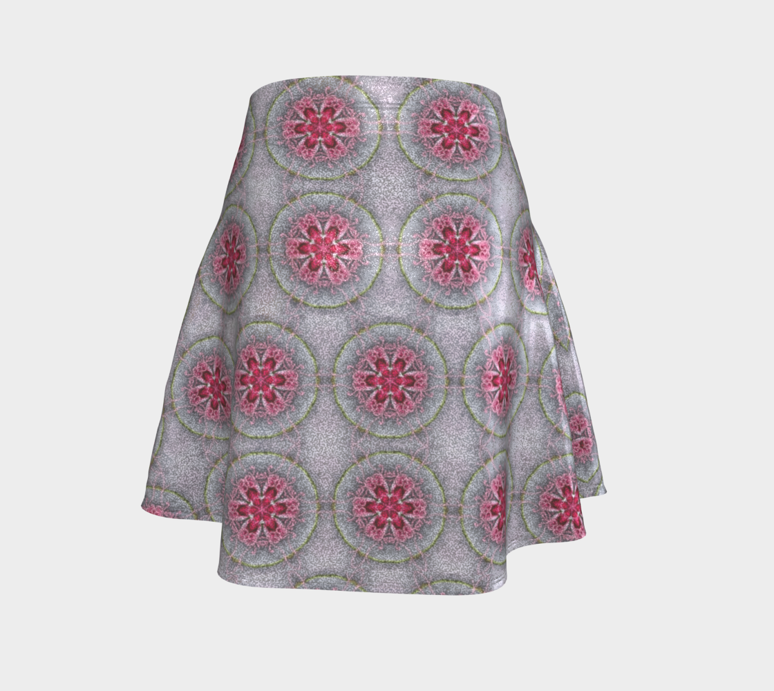 Silver and Pink Star Pattern Short Flared Skirt