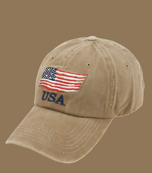 American Flag Embroidered Pigment Cap
