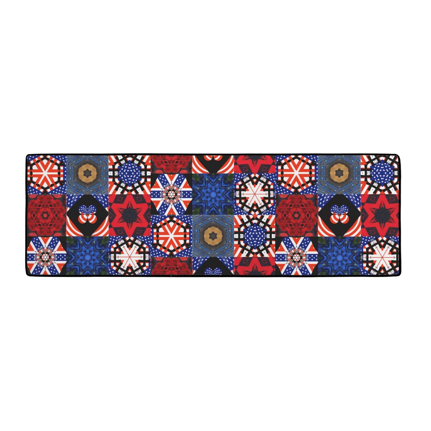 4th of July Blocks Area Rug with Black Binding (Made in USA)