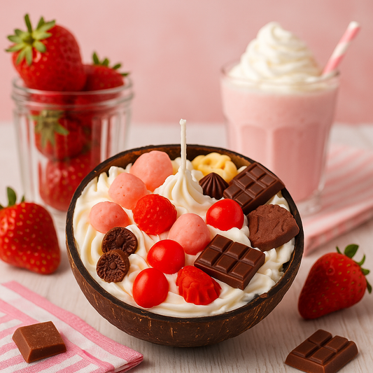 🍓🍫 Sweet Fantasy, coconut shell scented candles 🍓🍫