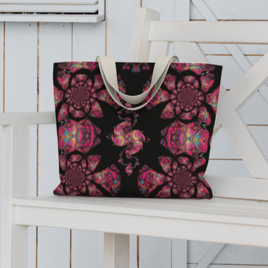 Pink Paisley Pattern Canvas Tote Bag