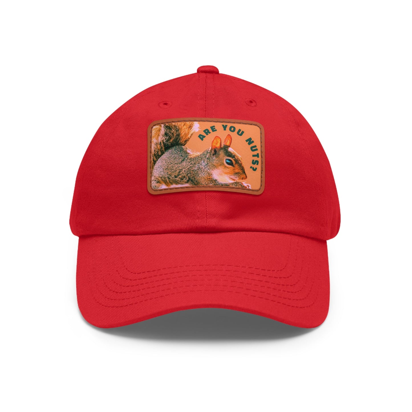 Are You Nuts? Squirrel Hat with Rectangular Leather Patch