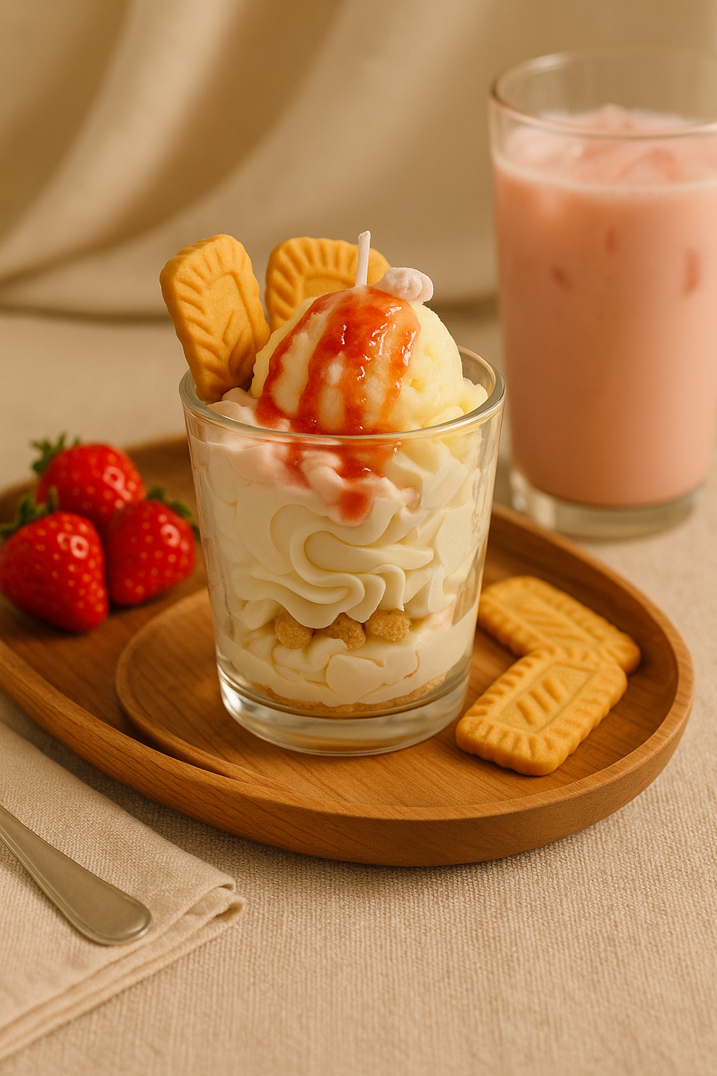 Caramel ice cream candle