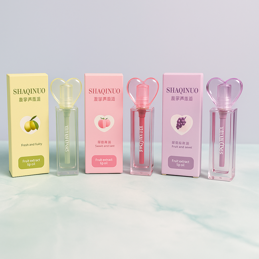 Three flavor heart shape lipgloss