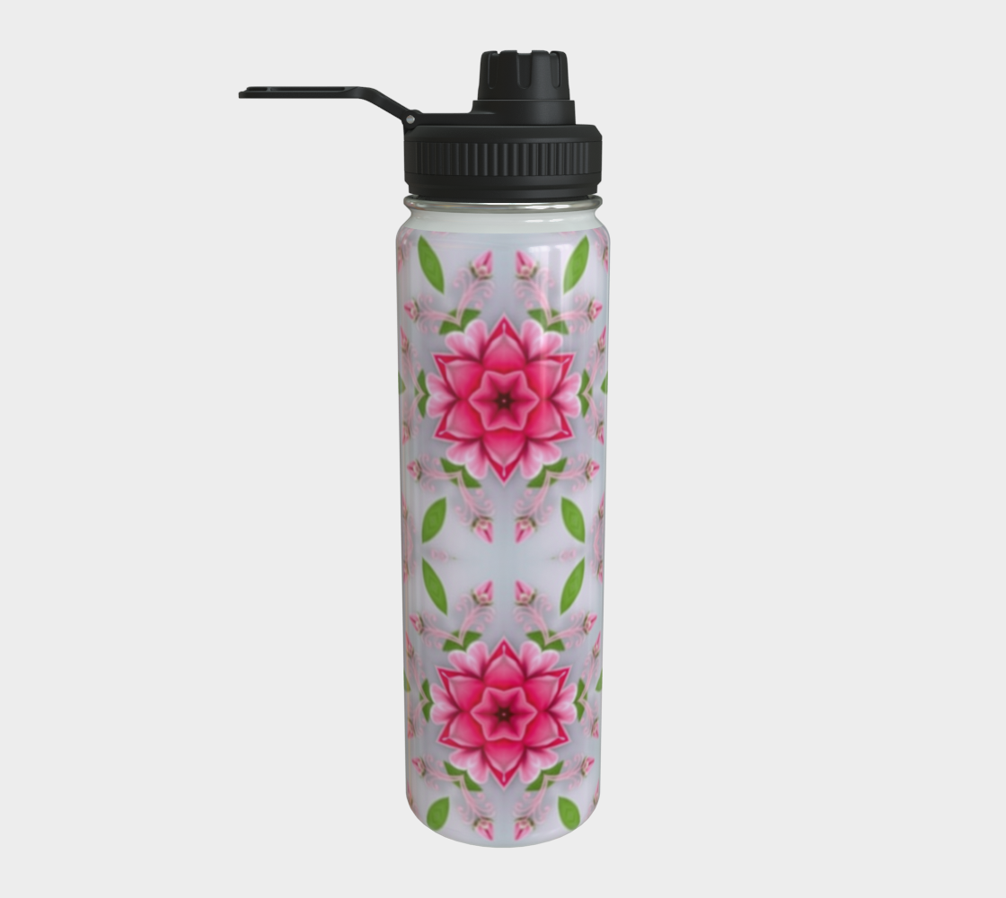Silver and Pink Star Pattern 24 oz Stainless Steel Water Bottle with Twist-off Cap