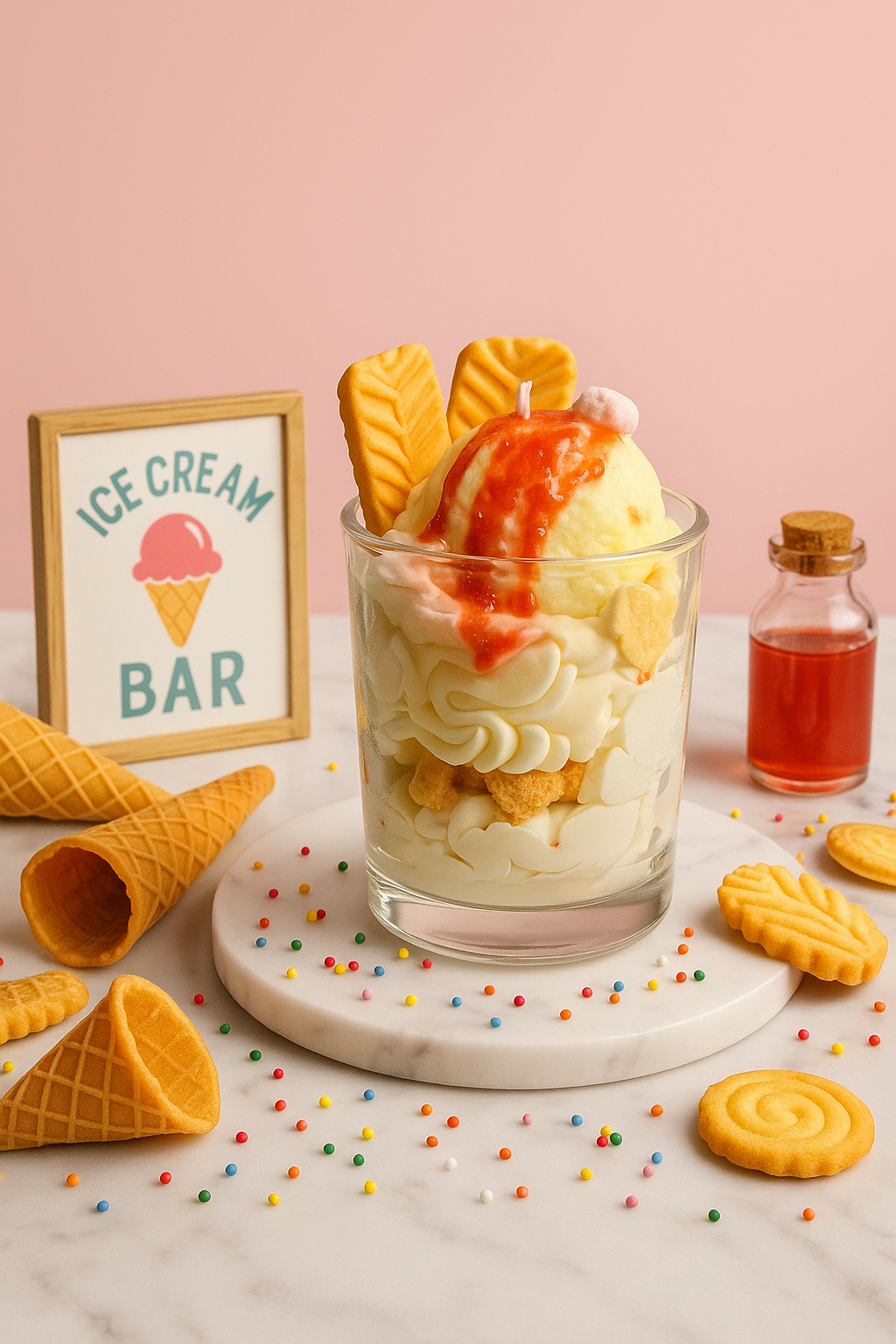 Caramel ice cream candle