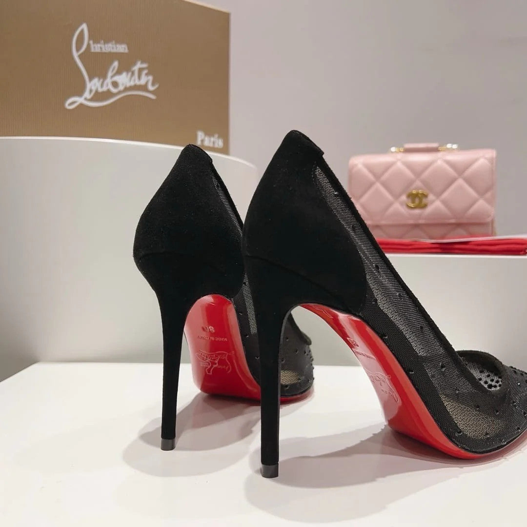 Follies Strass 100 mm Pumps - Mesh and strass - Black