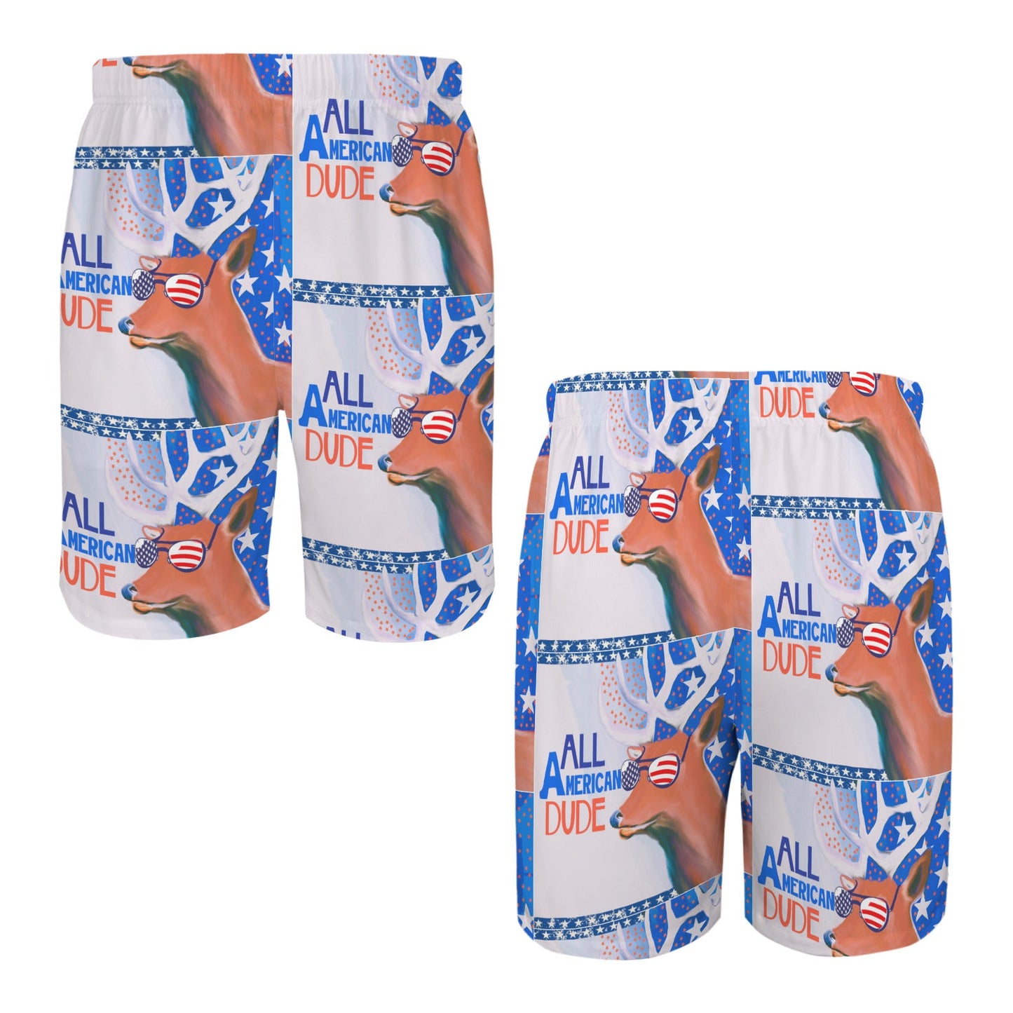 All American Dude Deer Men's All Over Print Swim Shorts | Ships from USA