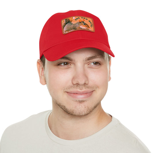 Are You Nuts? Squirrel Hat with Rectangular Leather Patch