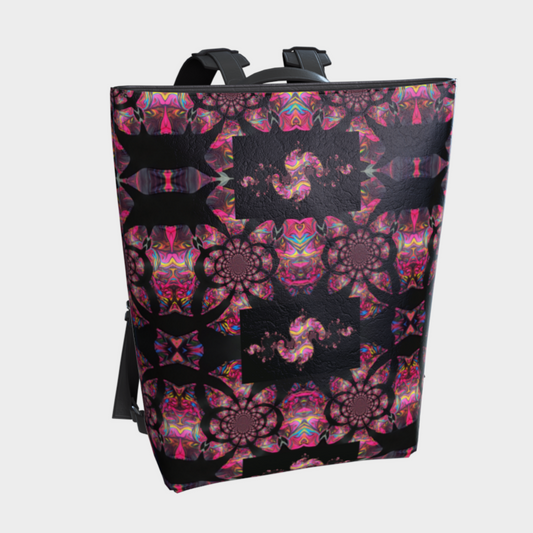 Pink Paisley Vegan Leather Backpack Bag