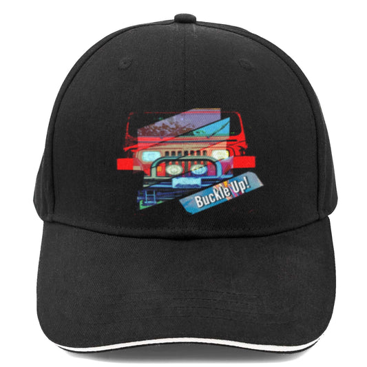 Buckle Up! 4 Wheel Drive Sandwich Black Baseball Cap (Made in USA)