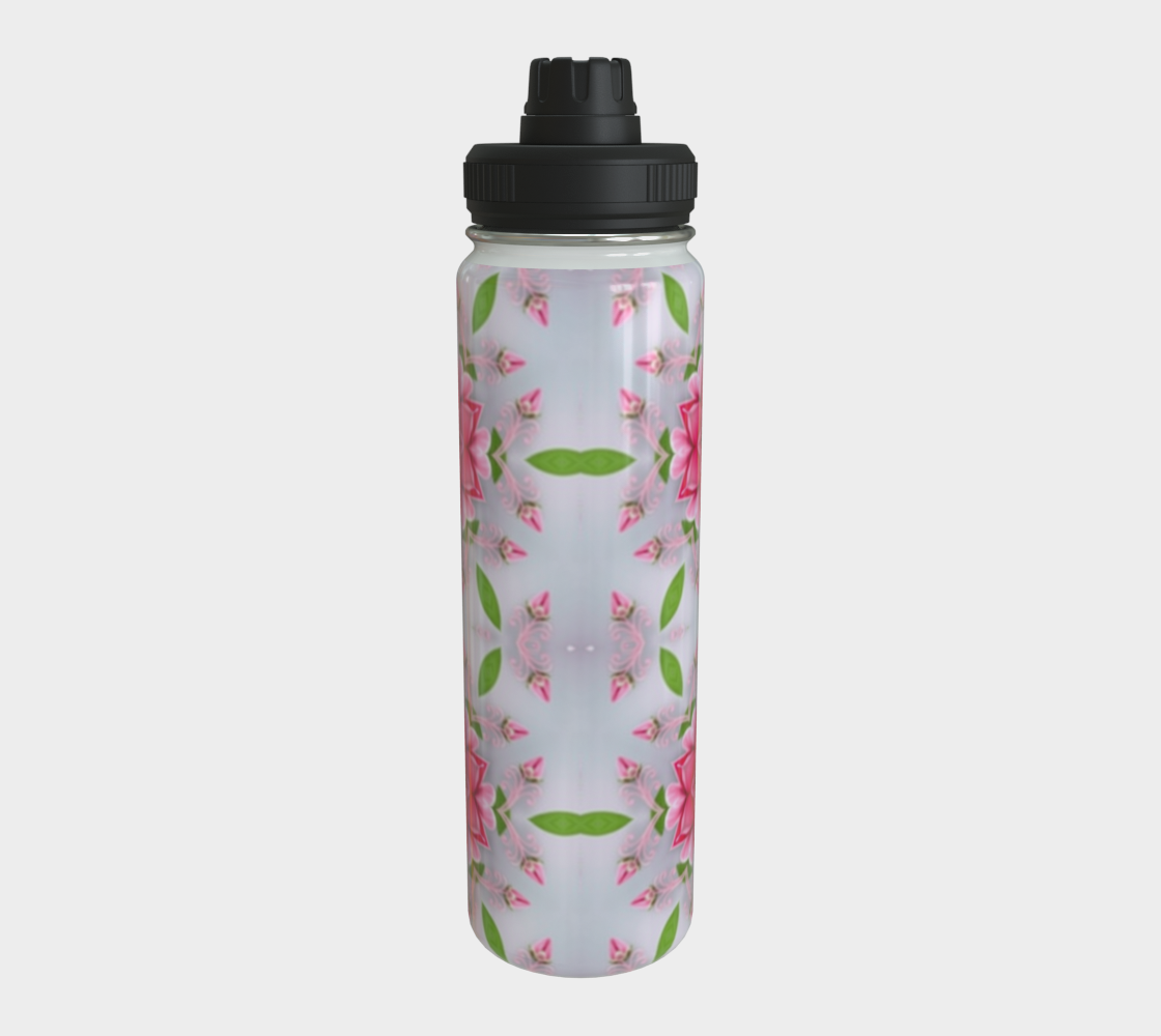 Silver and Pink Star Pattern 24 oz Stainless Steel Water Bottle with Twist-off Cap