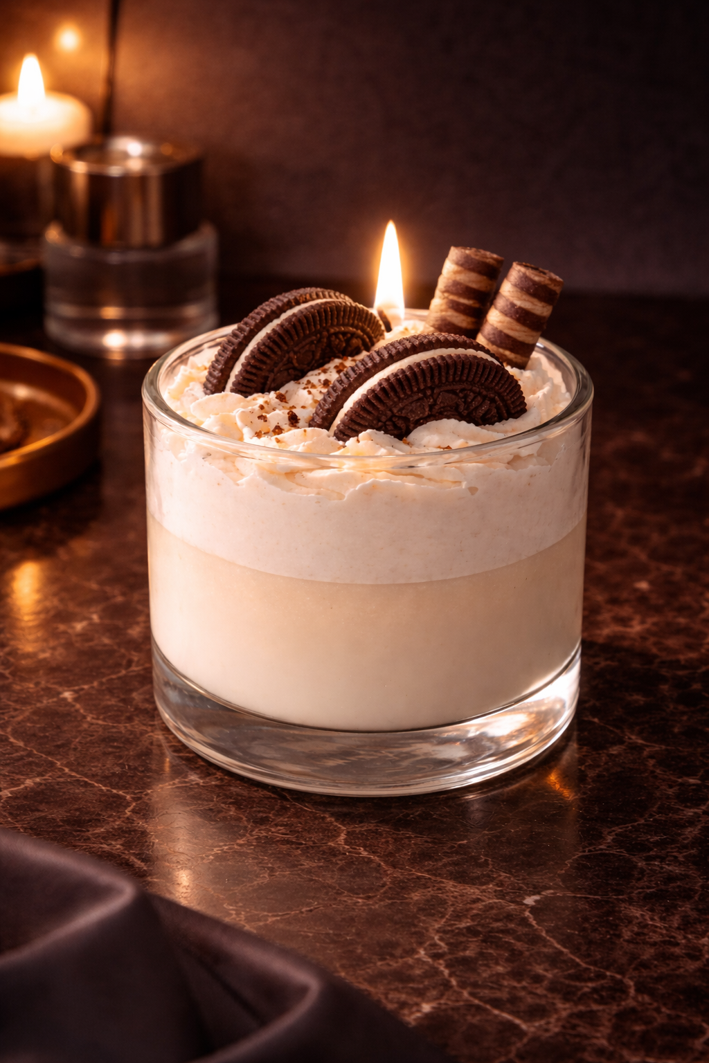 Midnight Cookies & Crème – Handcrafted Dessert Candle