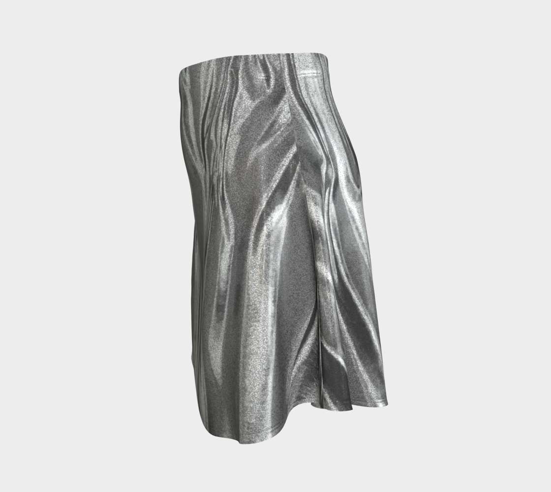 Molten Silver Flared Glitter Skirt
