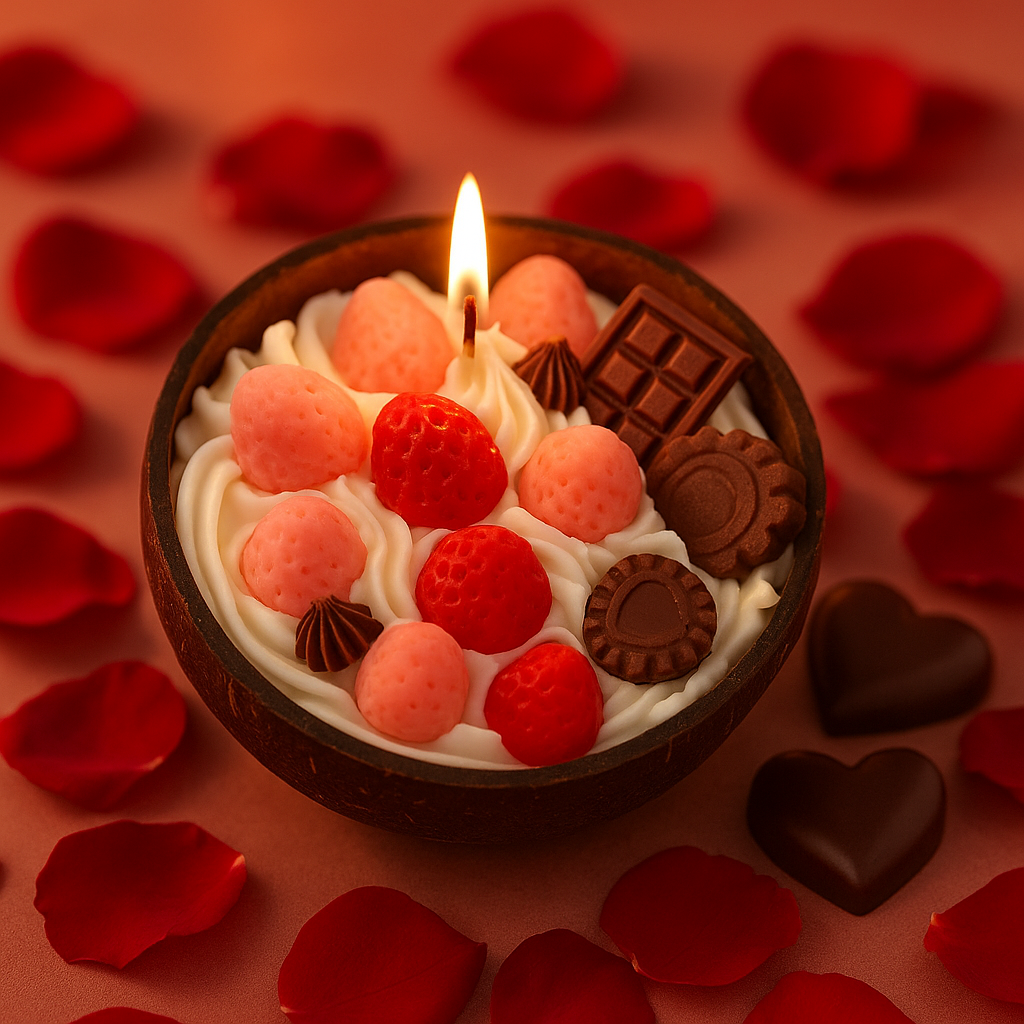 🍓🍫 Sweet Fantasy, coconut shell scented candles 🍓🍫