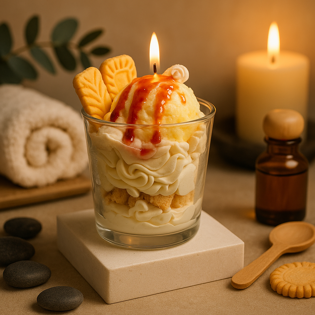 Caramel ice cream candle
