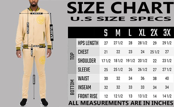 Men's Black & Gold Trim Track Suit Outfit