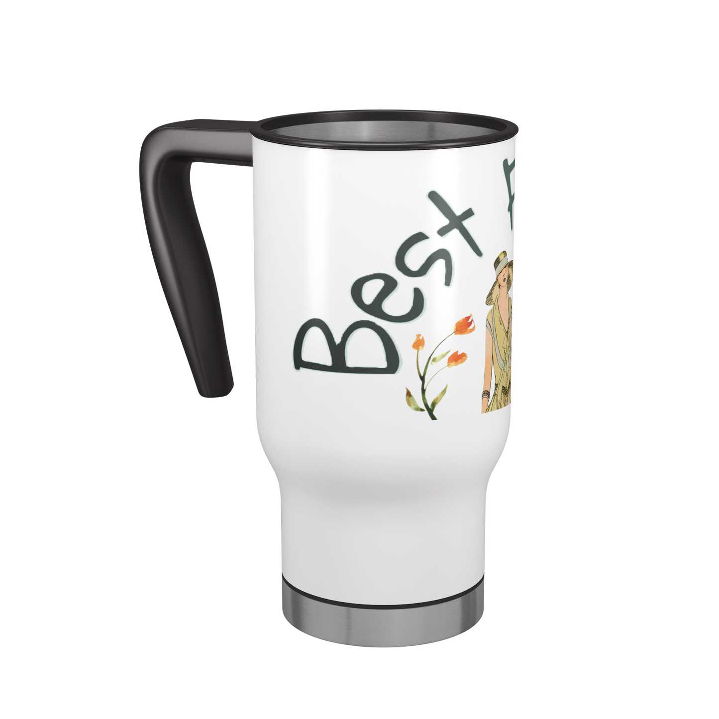 Vintage Fashionable Best Friends 14 oz Travel Mug Tumbler