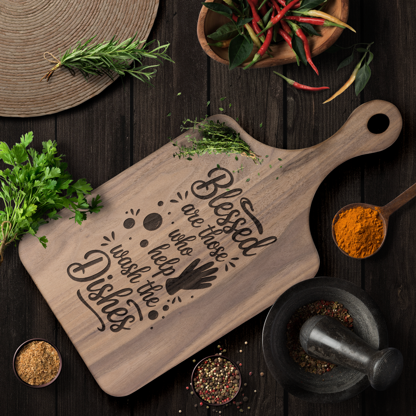 Blessed Are Those Who Help Wash the Dishes Wooden Paddle Cutting Board
