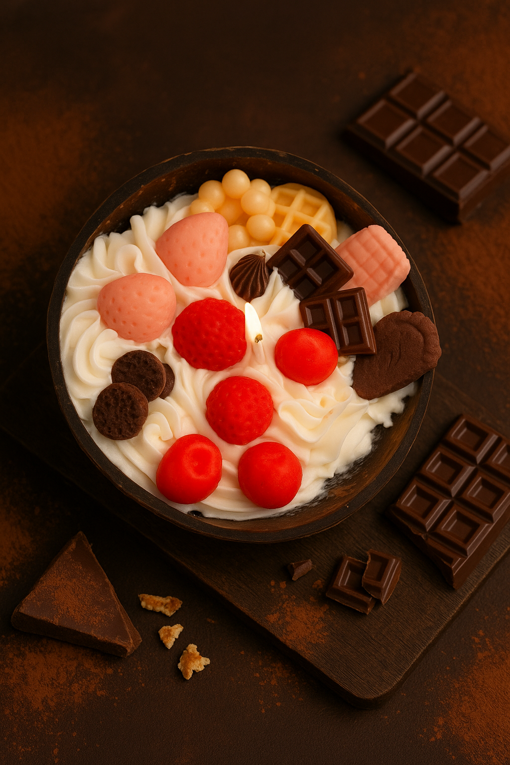 🍓🍫 Sweet Fantasy, coconut shell scented candles 🍓🍫