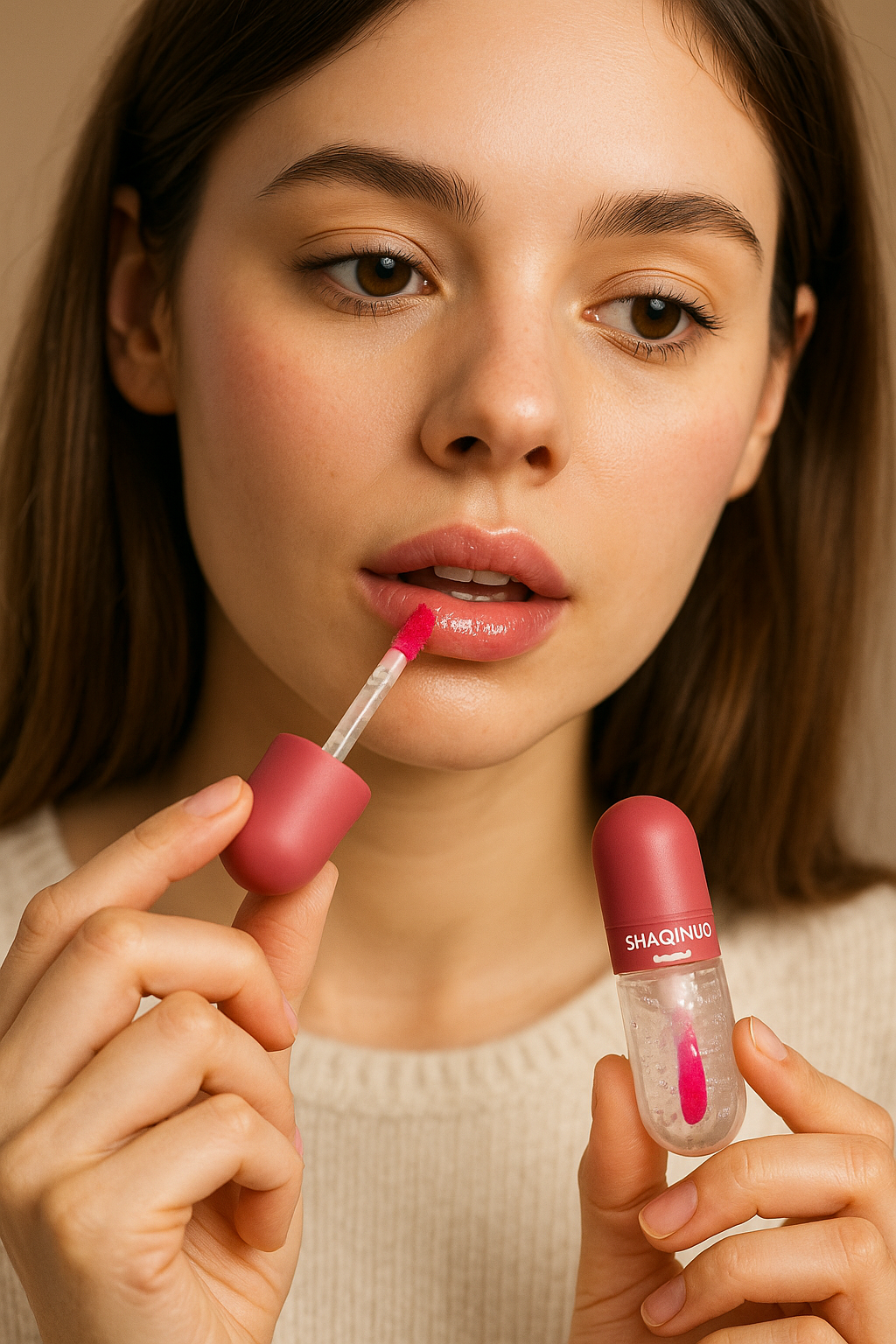 Capsule shape lip gloss