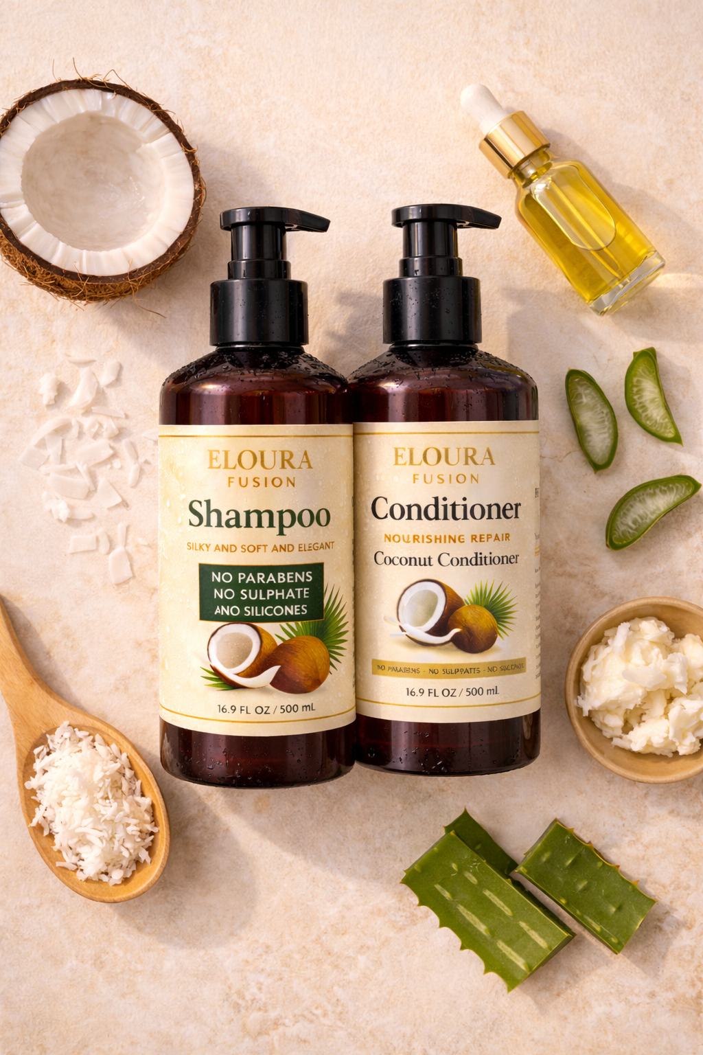 Eloura Fusion Coconut Shampoo and Conditioner set