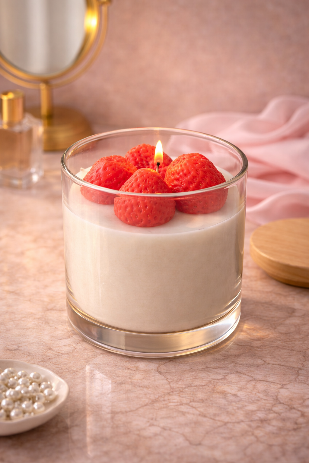 Lychee Velvet Crème – Handcrafted Dessert Candle
