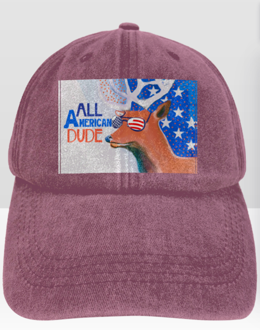 All American Dude Deer Vintage Washed Baseball Cap | Ships from USA