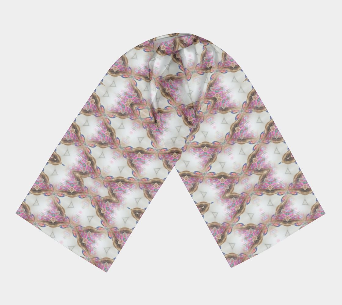 Pink and Gold Pattern Long Silky Scarf