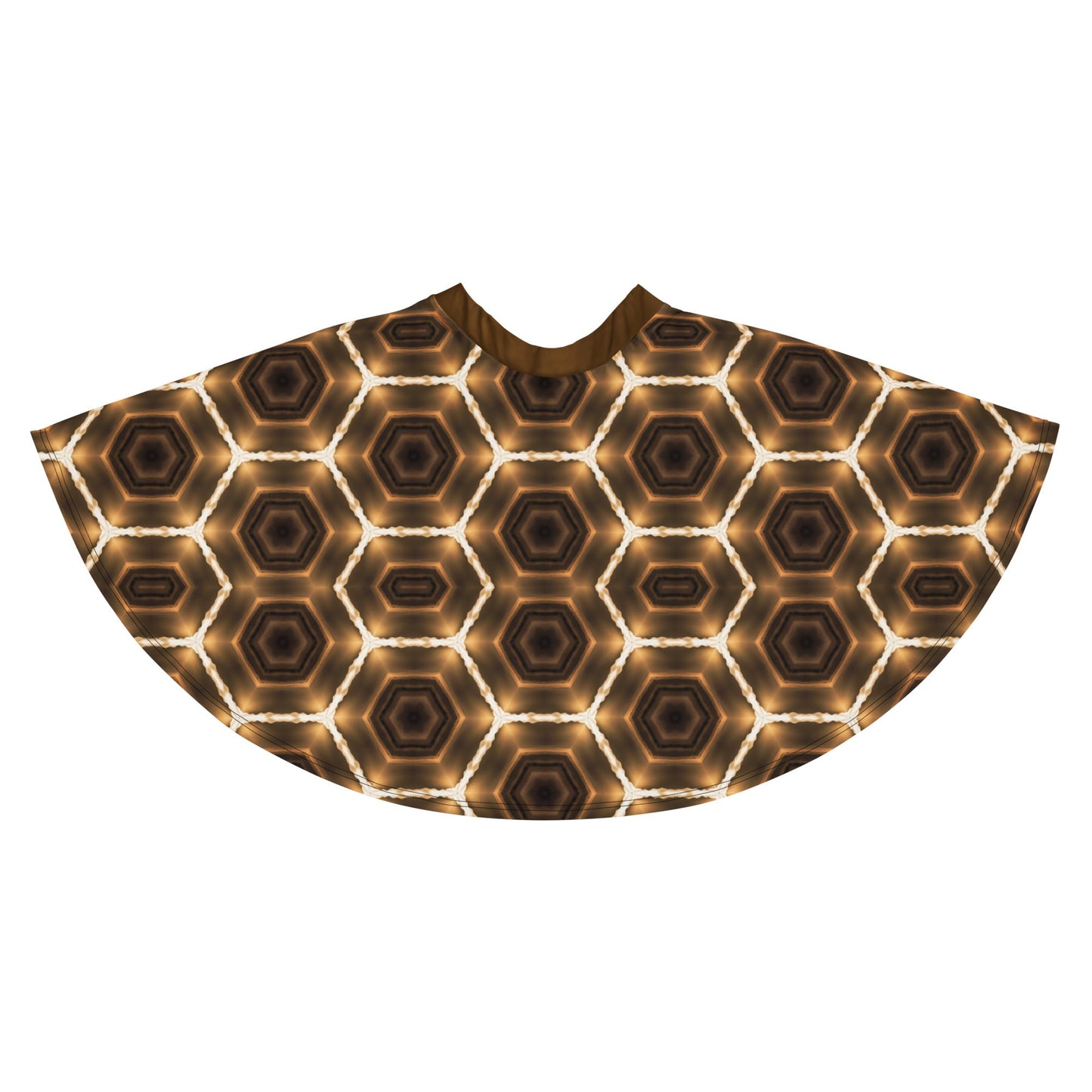 Brown Honeycomb Pattern Short Skater Skirt