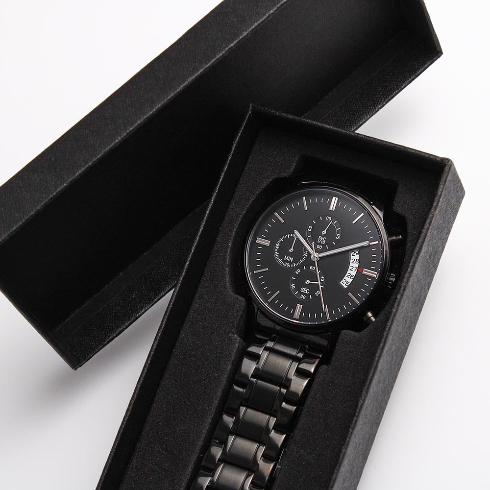 Birthday Wishes to You Engraved Black Chronograph Watch