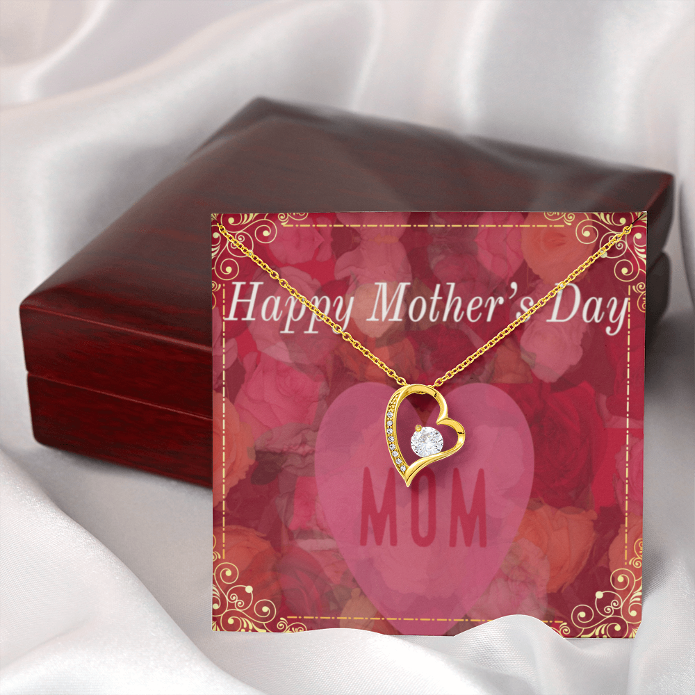 Happy Mother's Day Mom Red Roses with Forever Love Necklace