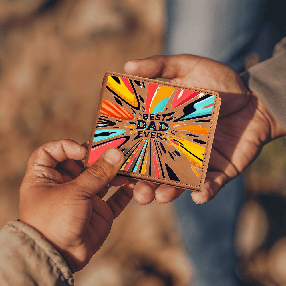 Best Dad Ever Colorful Streaks Graphic Leather Wallet