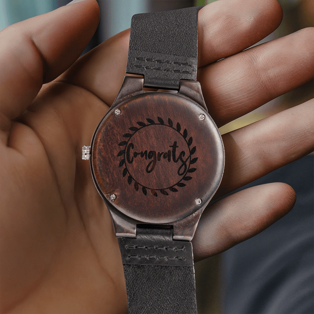 Congrats Engraved Luxury Wooden Watch Graduation Gift
