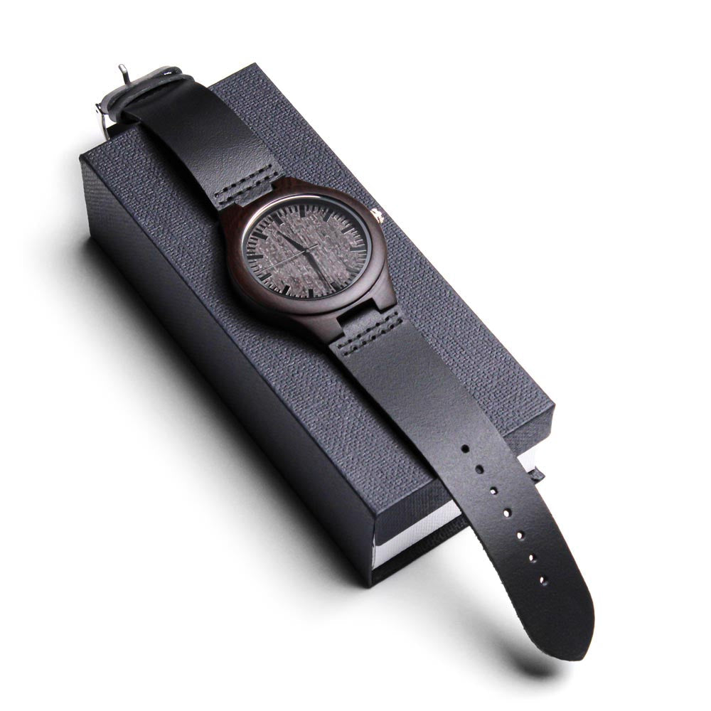 American Flag Man of God Faith Based Engraved Wooden Watch