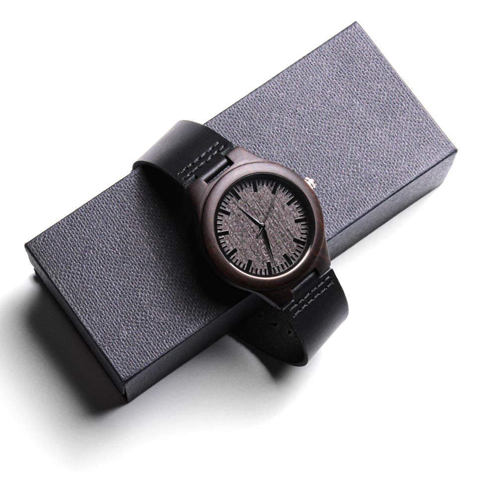 Happy Birthday to You Engraved Wooden Watch with Leather Strap
