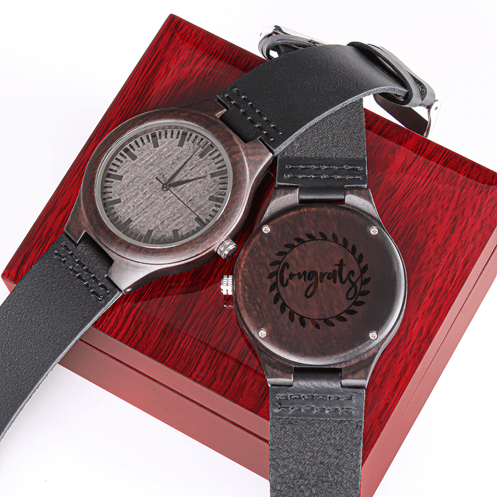 Congrats Engraved Luxury Wooden Watch Graduation Gift