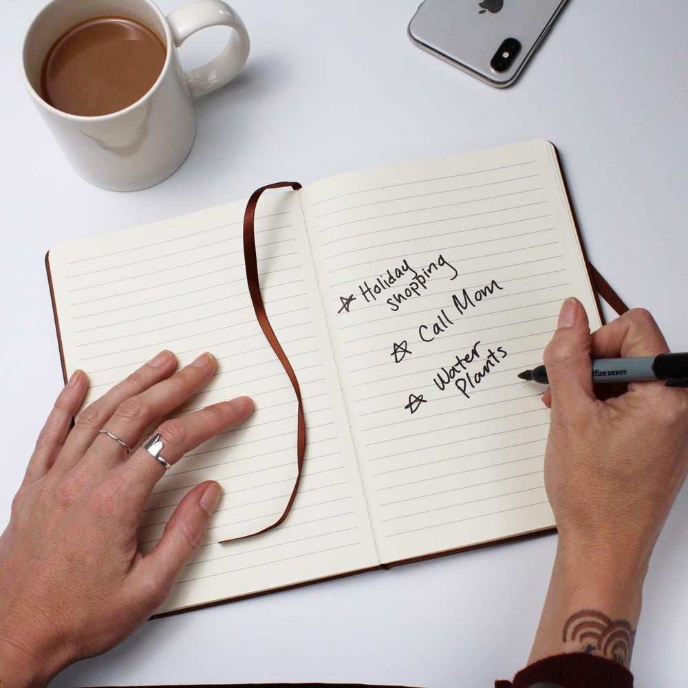 Mom with Flowers Graphic Leather Journal