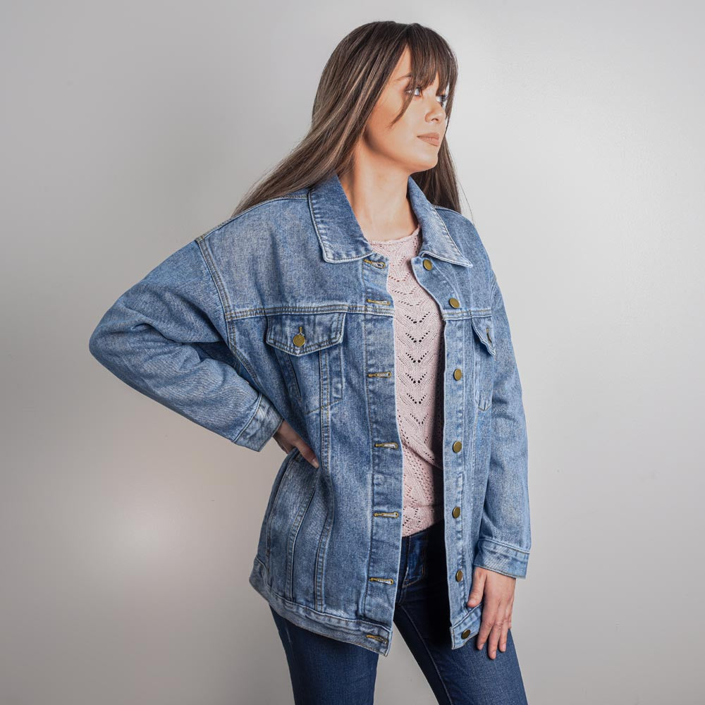 Choose to Shine Fashion Collage Oversized Women's DTG Denim Jacket