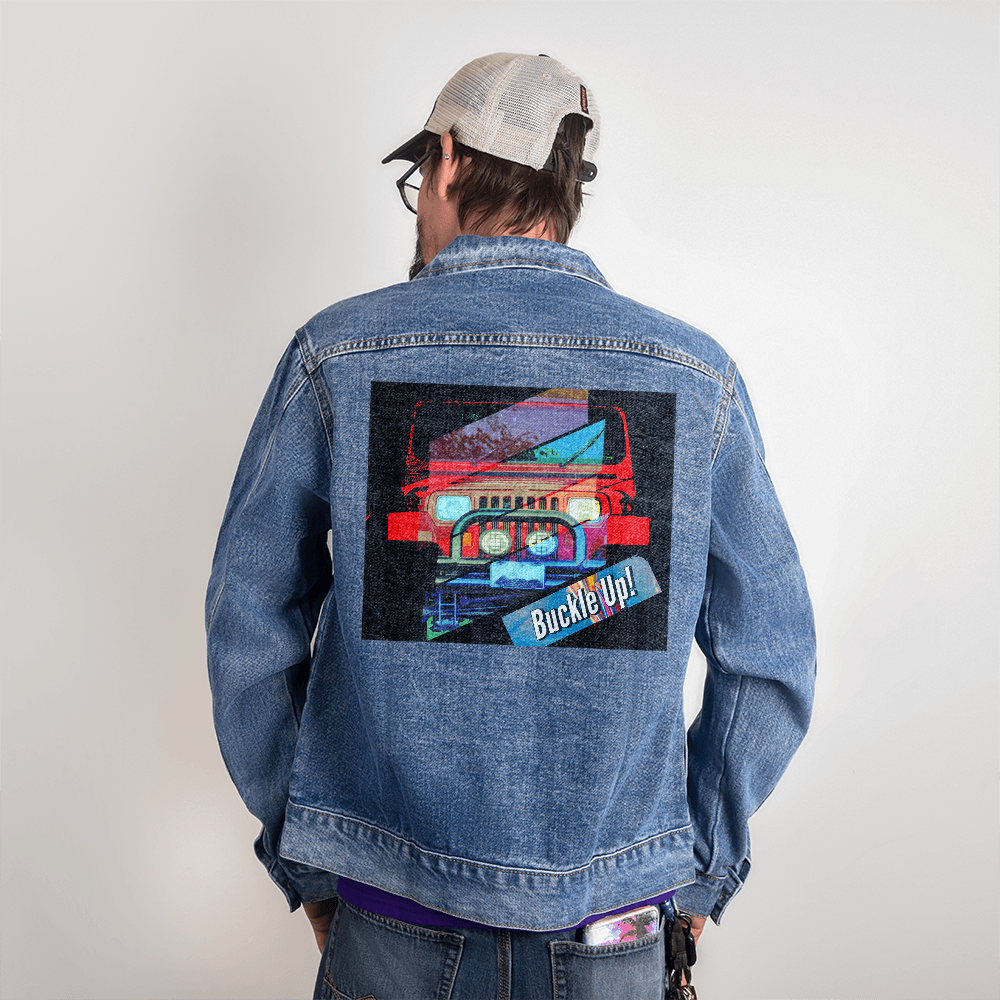 Buckle Up! 4-wheel Drive Men's DTG Denim Jacket